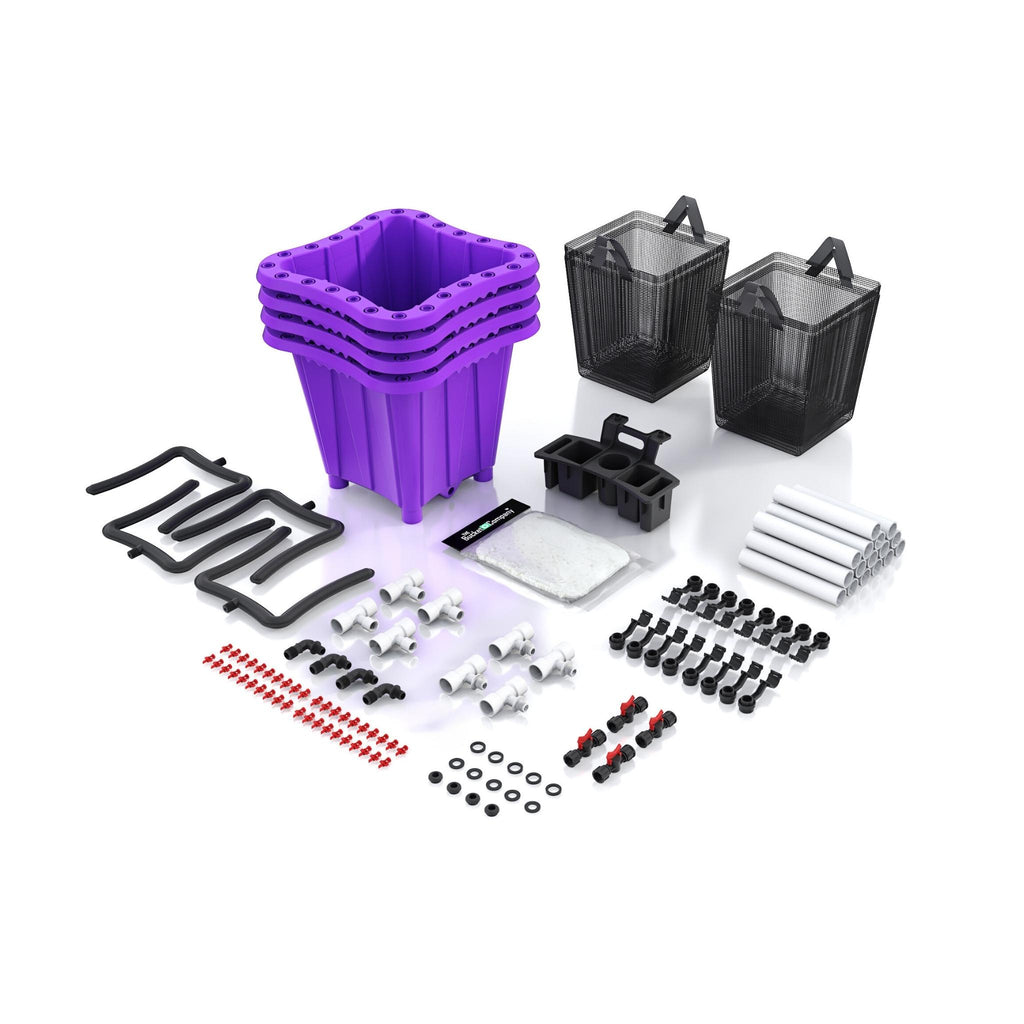 10 Gallon Purple Hydroponic Bucket Growing System PVC Fittings