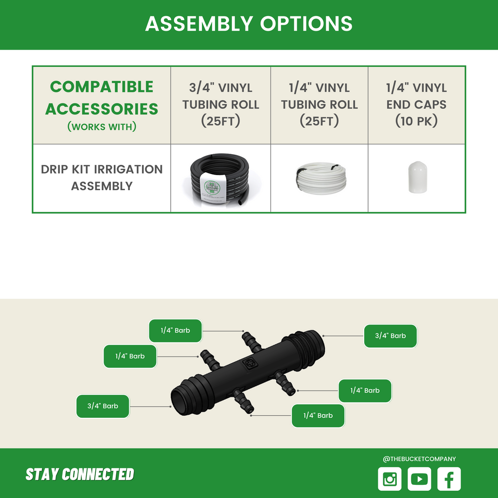 The Bucket Company 3/4" Barb - 1/4" Barb Reducer Connector Fitting